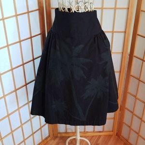 Norma Kamali Black Grey Gray Palm Tree Skirt